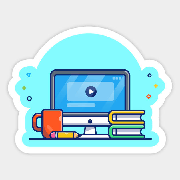 Monitor, Mug, Book, And Pencil Cartoon Sticker by Catalyst Labs